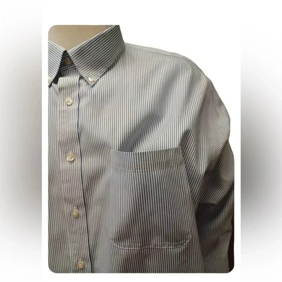 Lands’ End Blue Pinstriped  Ling Sleeve Button Down Dress Shirt Size 19-35 - Picture 5 of 12